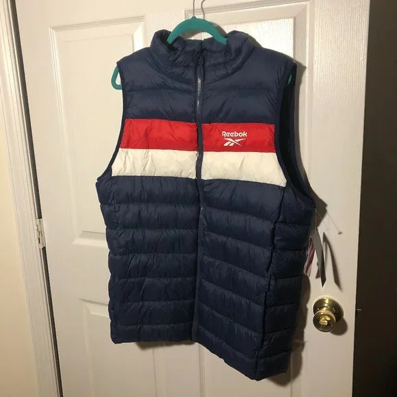 Reebok Jackets Coats Reebok Mens Outwear Sleeveless Blue Red